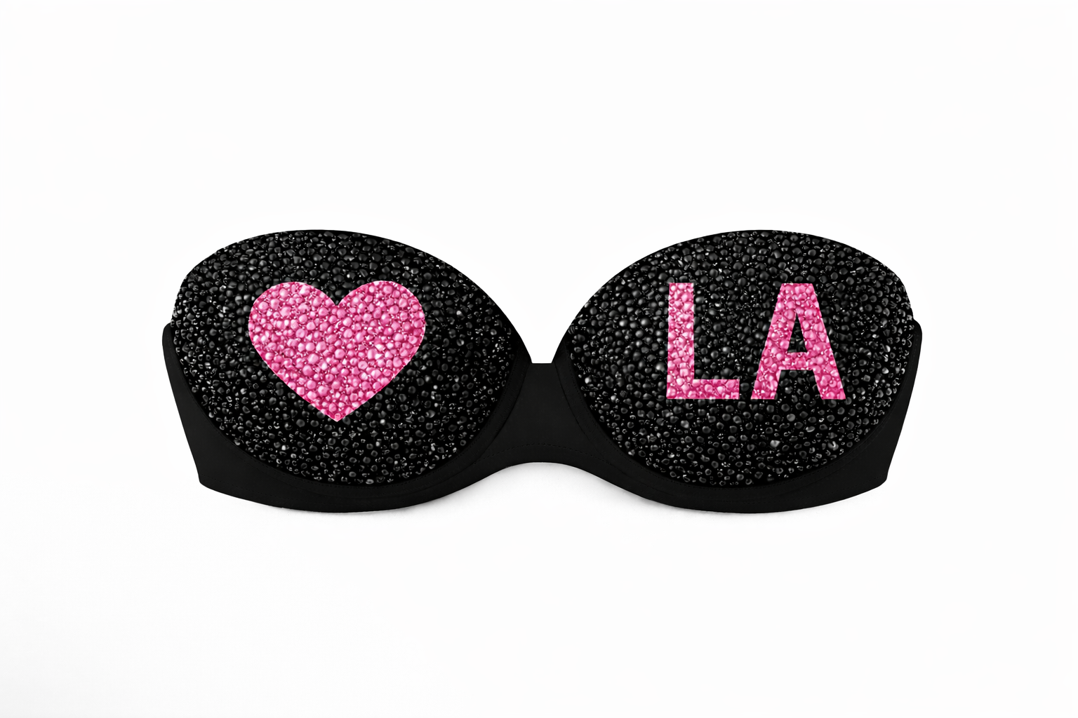 Jet Black & Rose Pink Crystal LA BBY Design Bra Top
