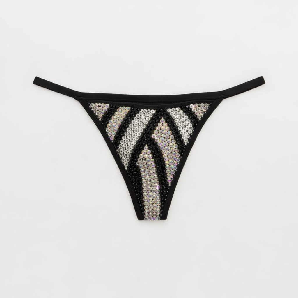 Pinstripe Design In Jet Black AB & Crystal Pantie