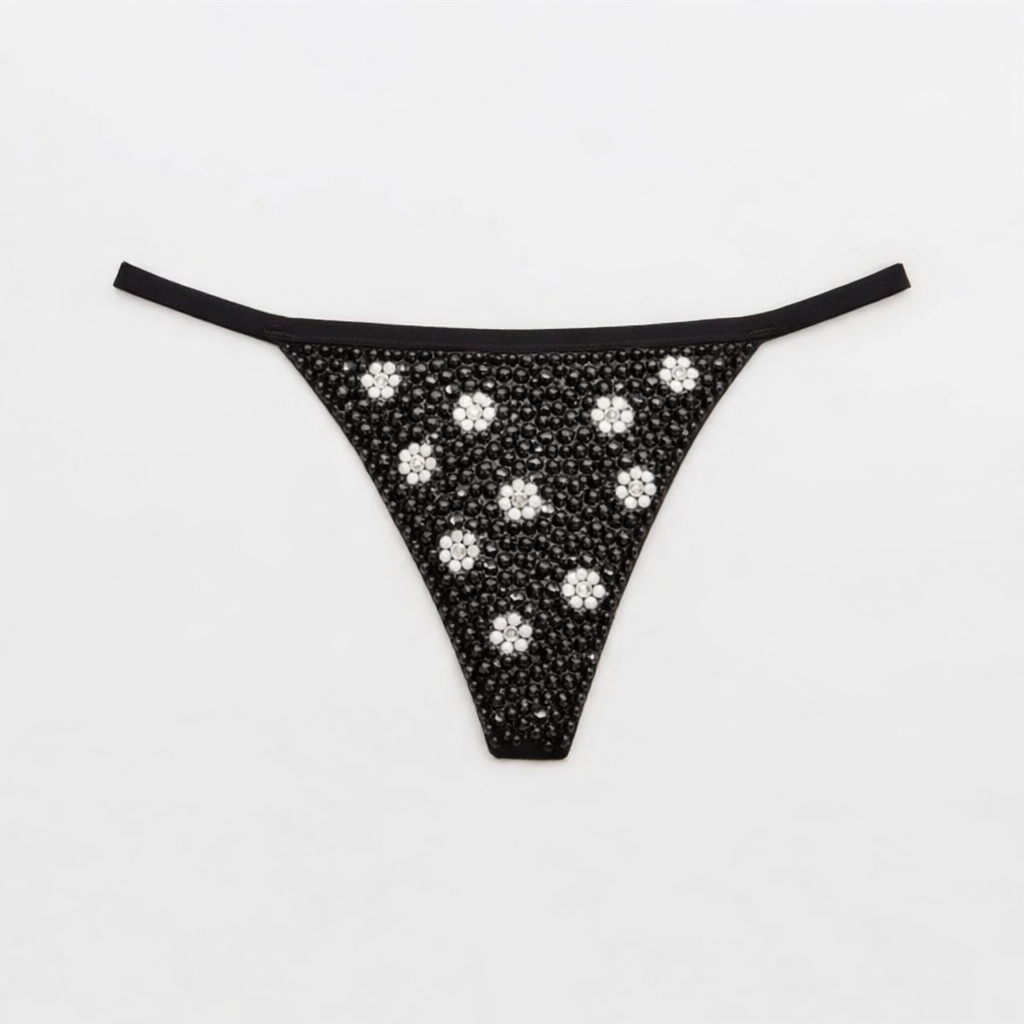 Daisy Black White & Crystal Pantie