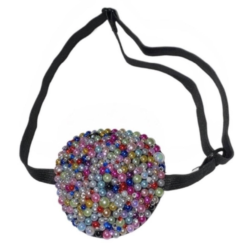 Pastel Pearls & Crystal Diamond Padded Eye Patch