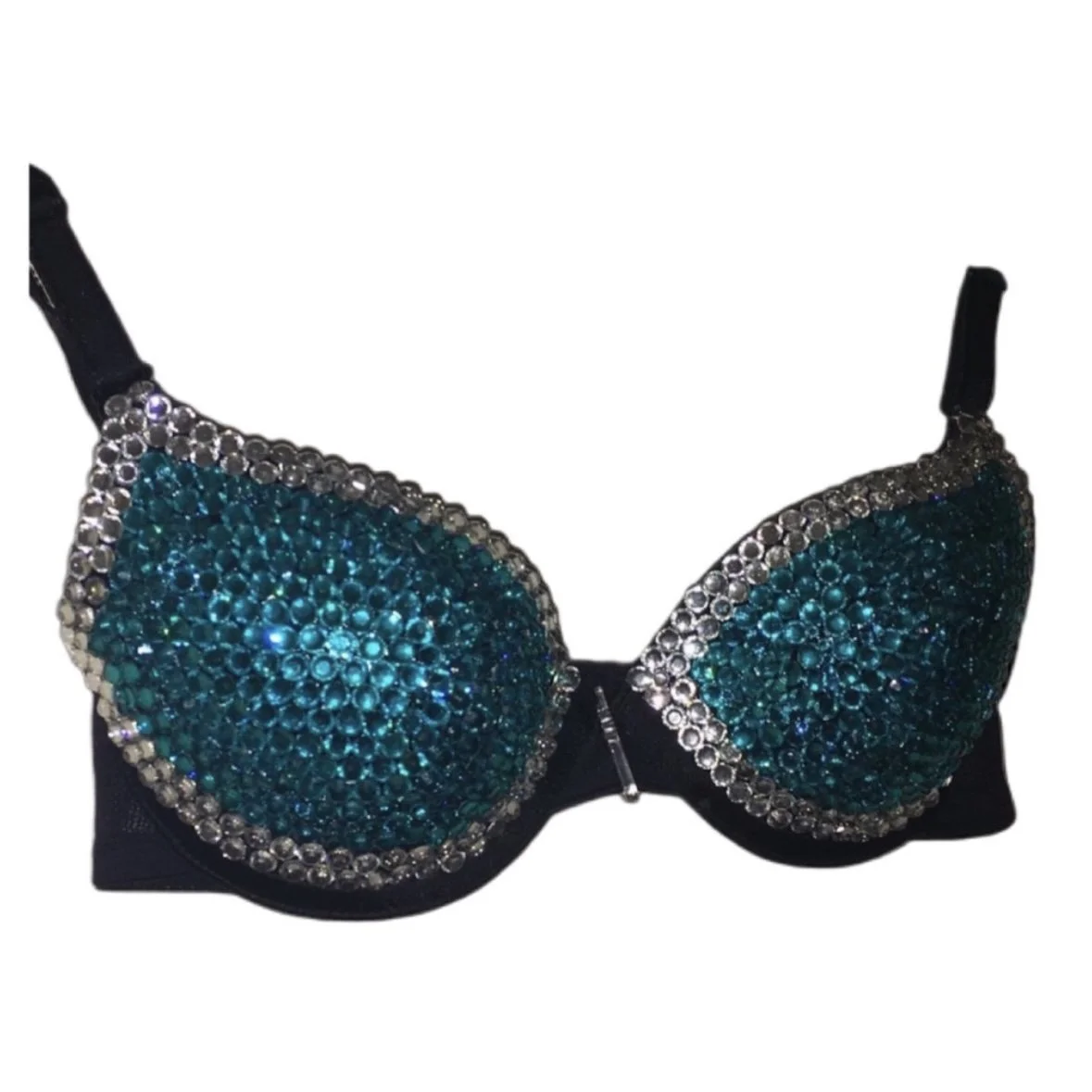 Blue Zircon Teal & Crystal Bra Top