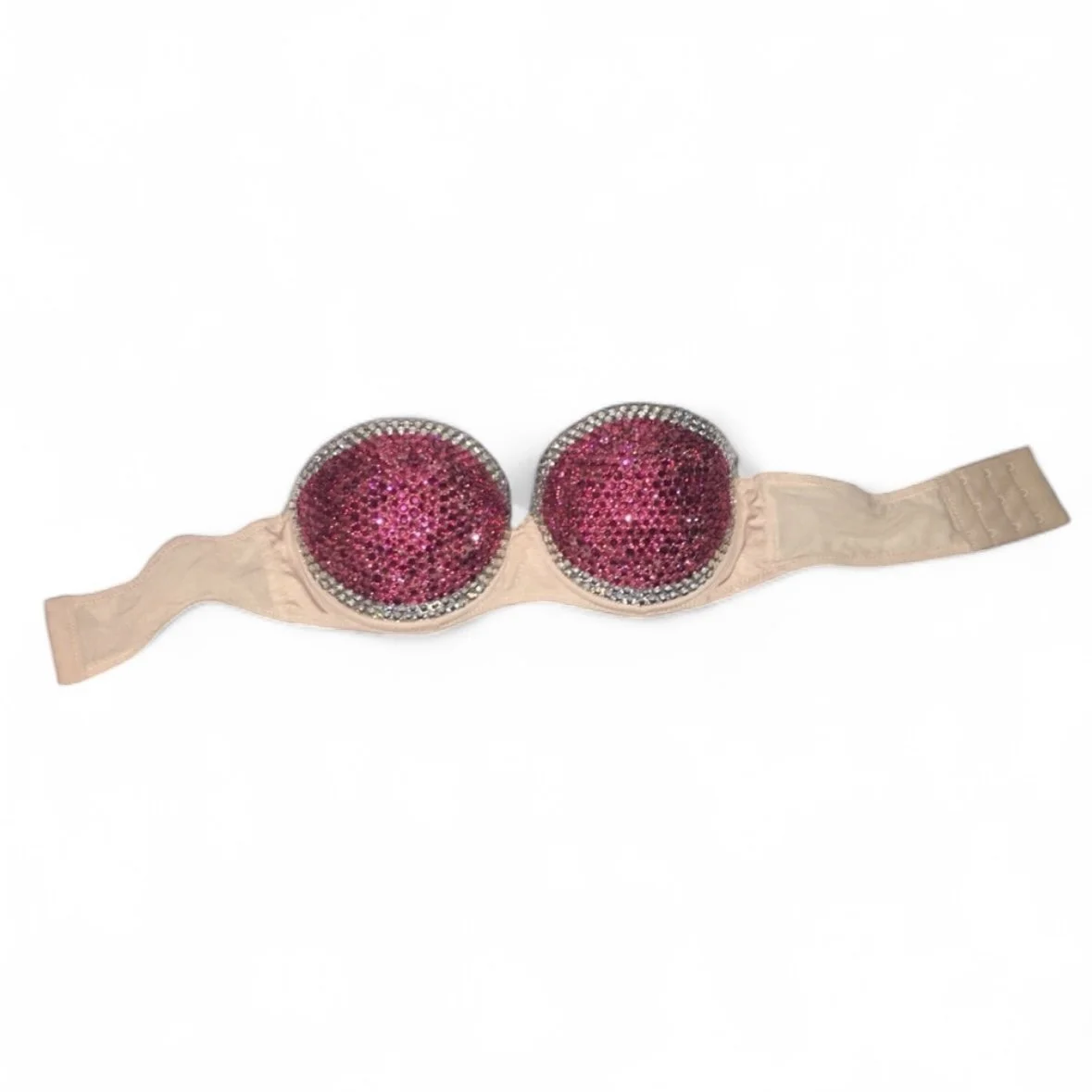 Hot Rose Doll Pink Rhinestone & Crystals Bra Top