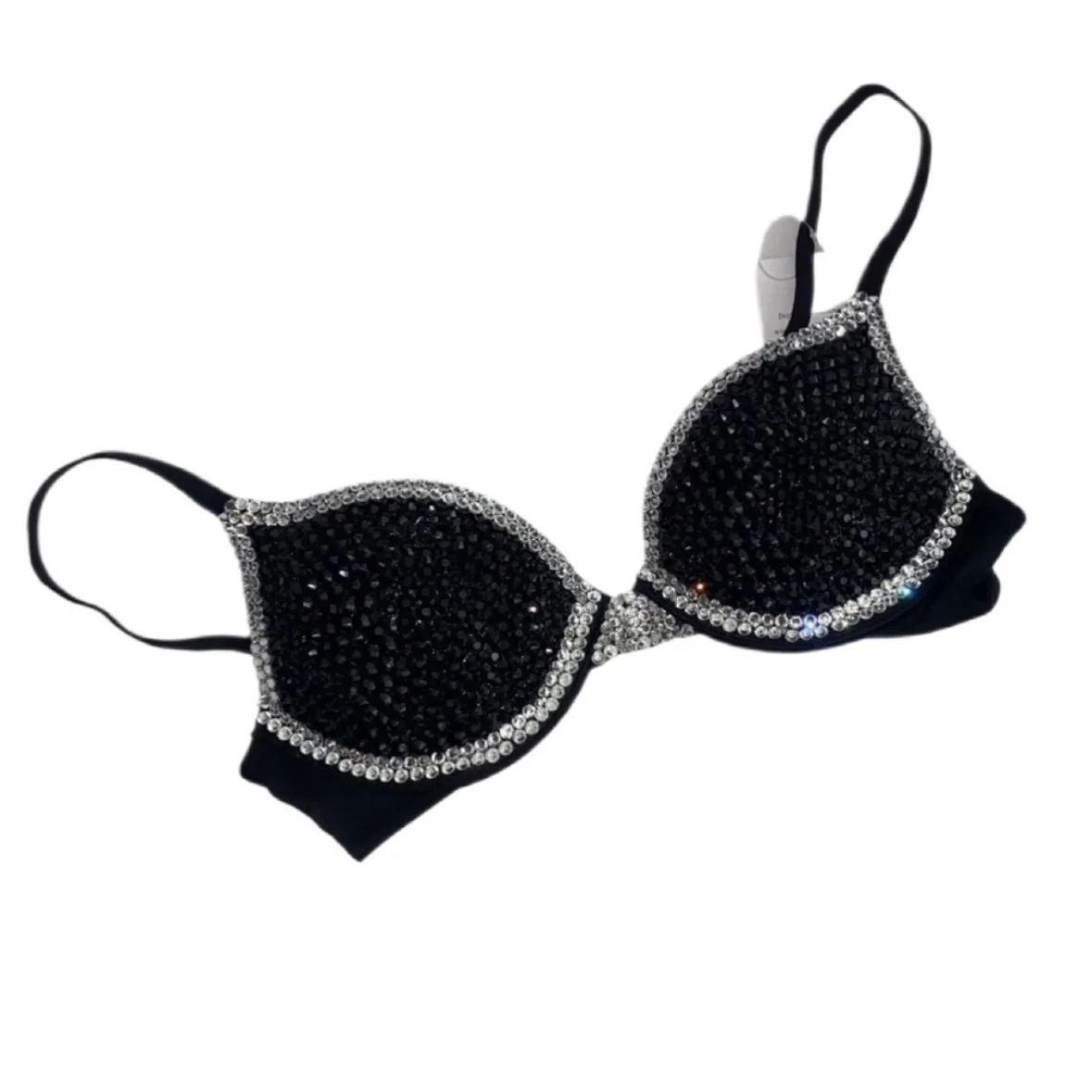 Jet Black Crystal Duo Bra Top