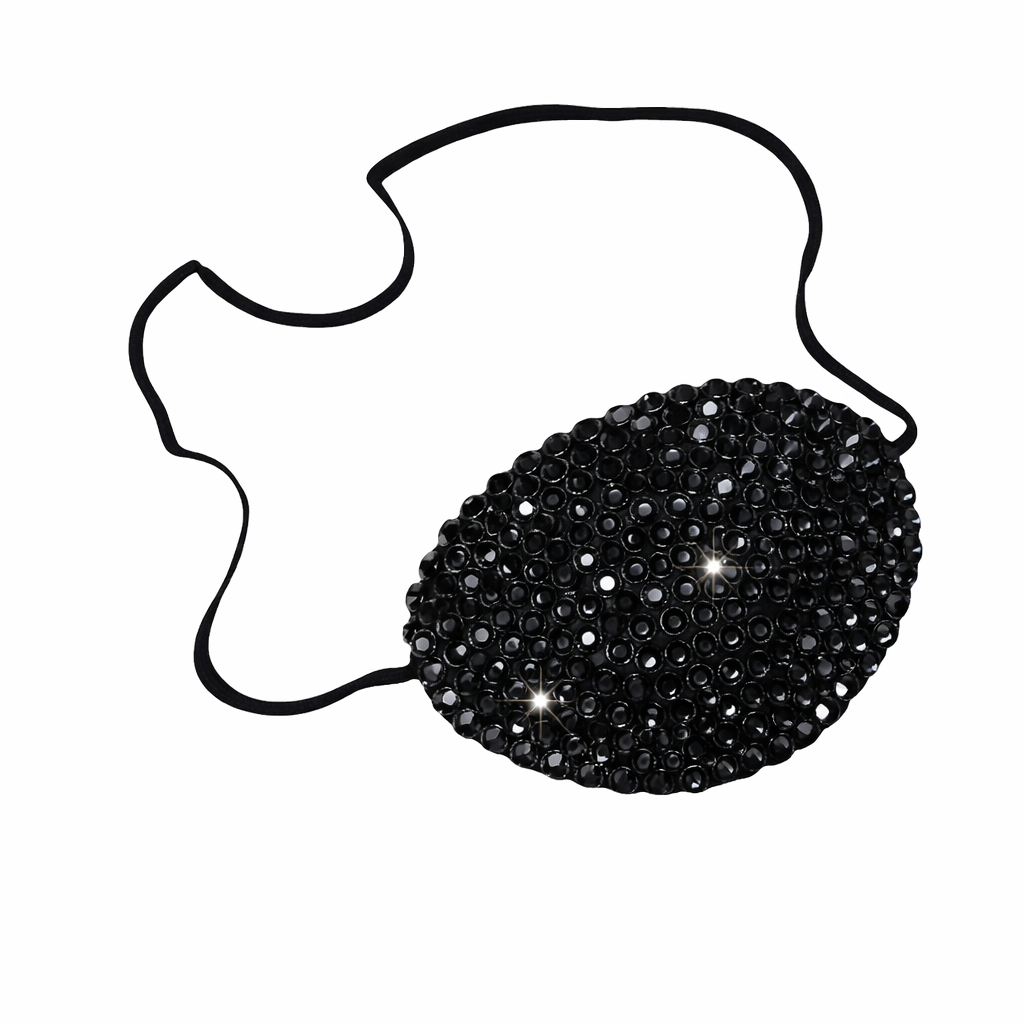 Jet Black Crystal Fancy Eye Patch