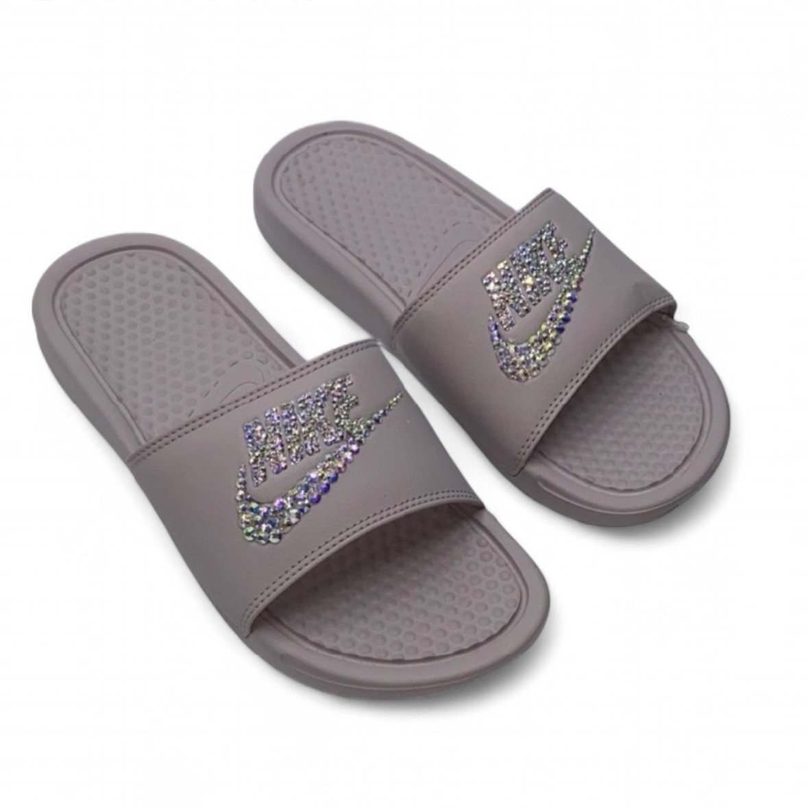 Luxe Crystal AB Iridescent Particle Pink Slides