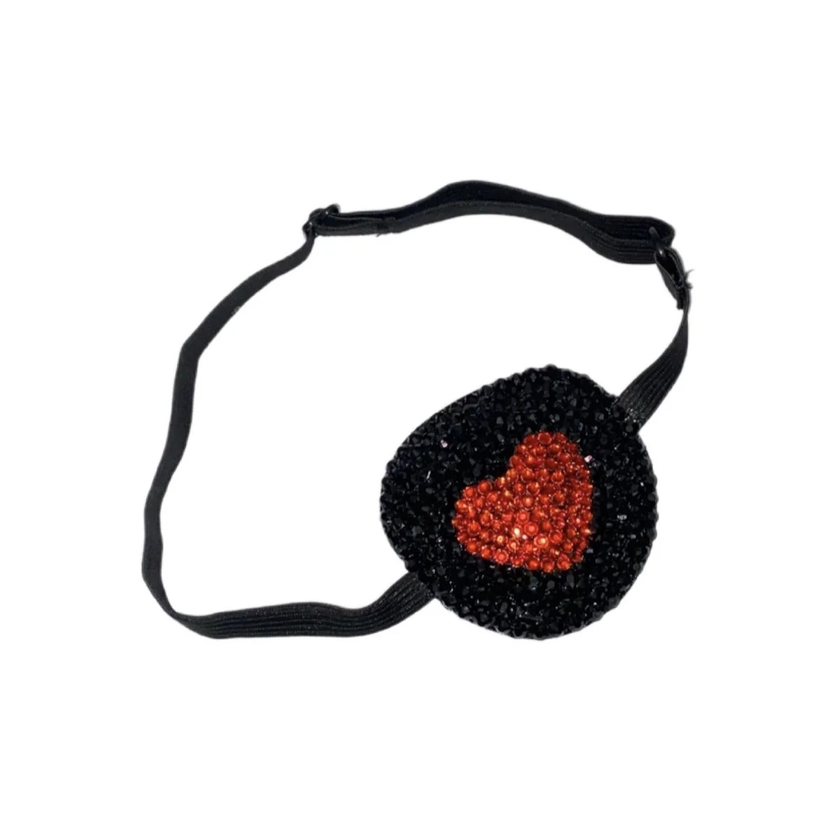Black & Red Heart Crystal  Padded Eye Patch