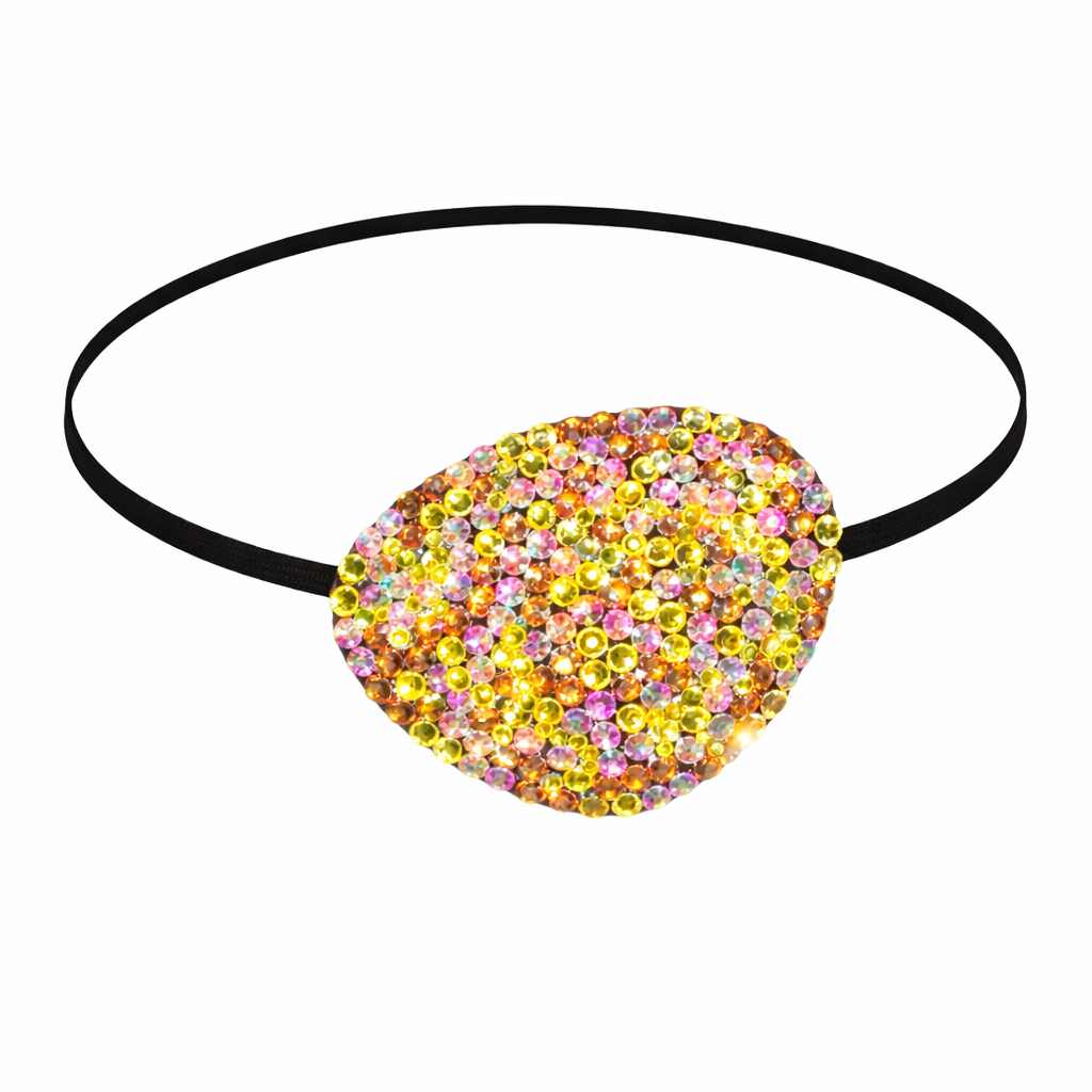 Amber Gold Yellow & AB  Crystal Fancy Eye Patch