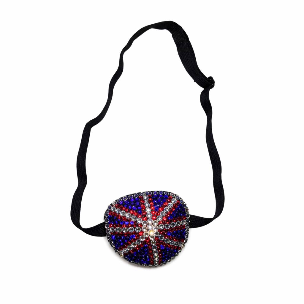 UK Flag Red Blue & Crystal Mix Diamond Padded Eye Patch