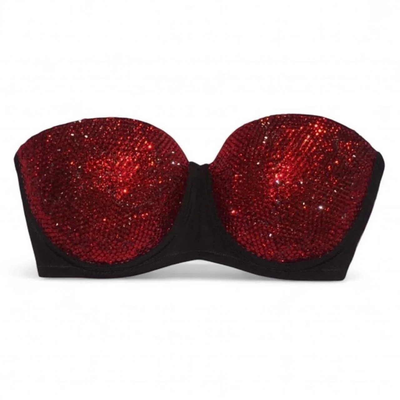 Dark Siam Red Crystal Diamonds Bra Top