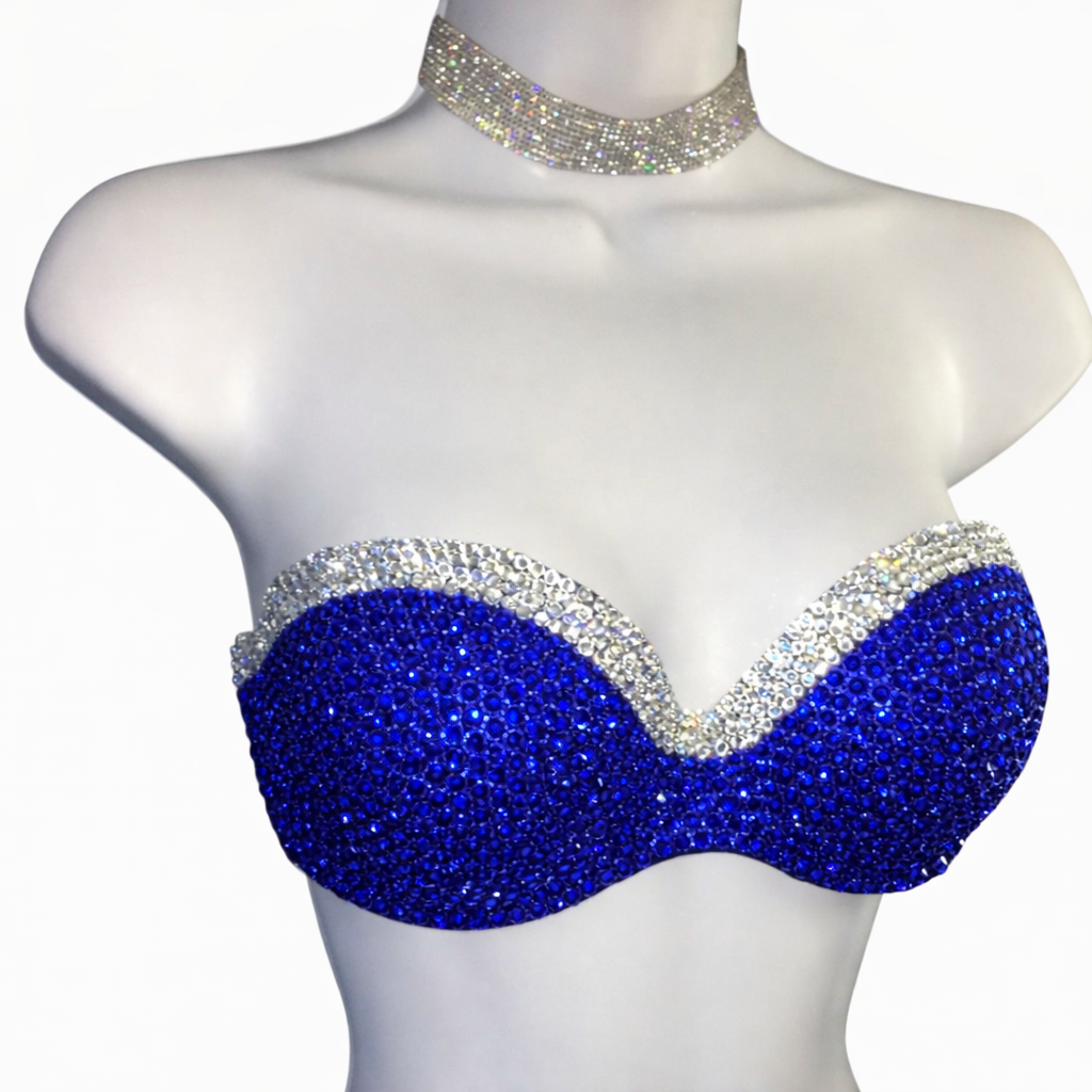 Sapphire Blue & Crystal Diamond Bra Top