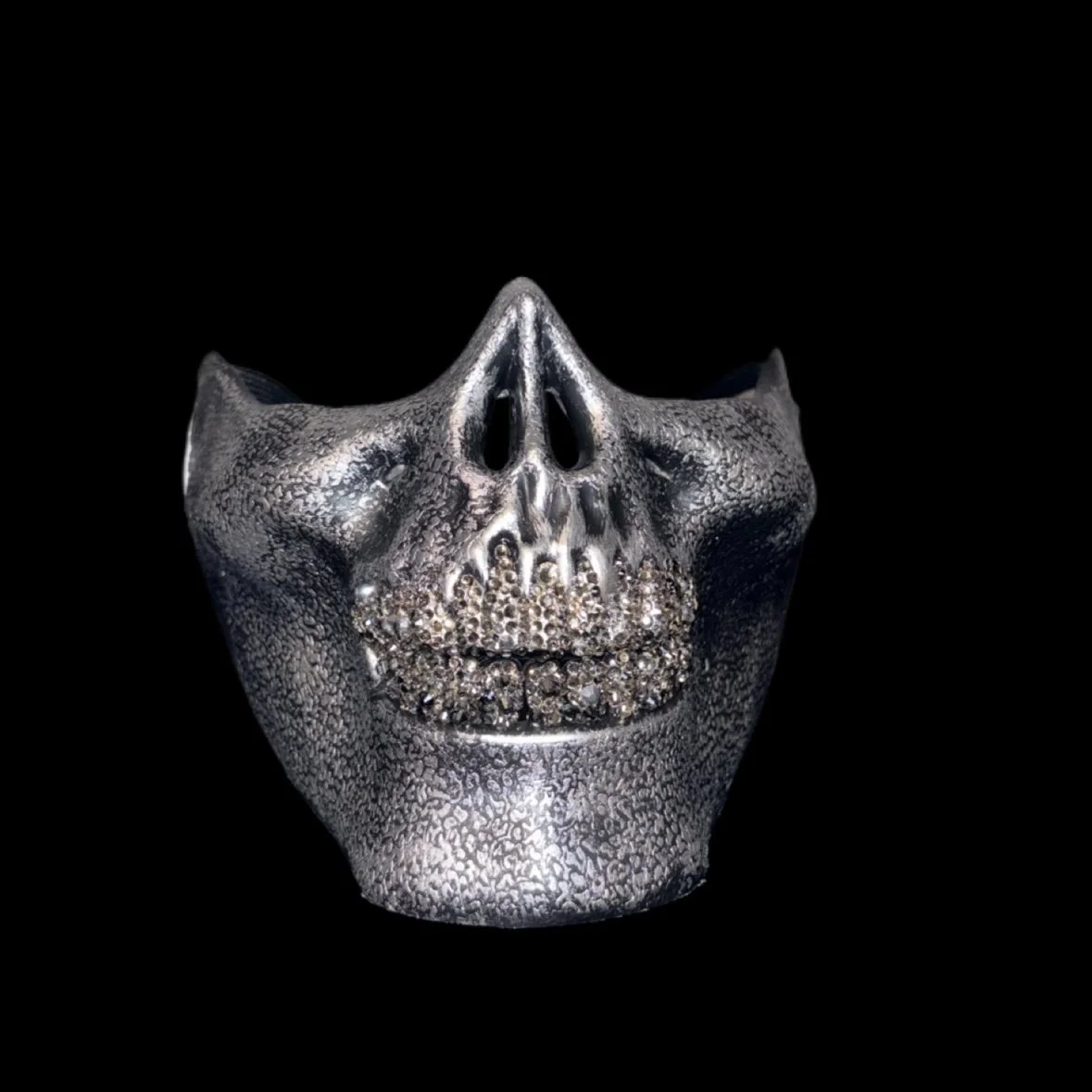 Skull Mask With Blinged Out Grillz In Shadow & Silver Luxe Crystals