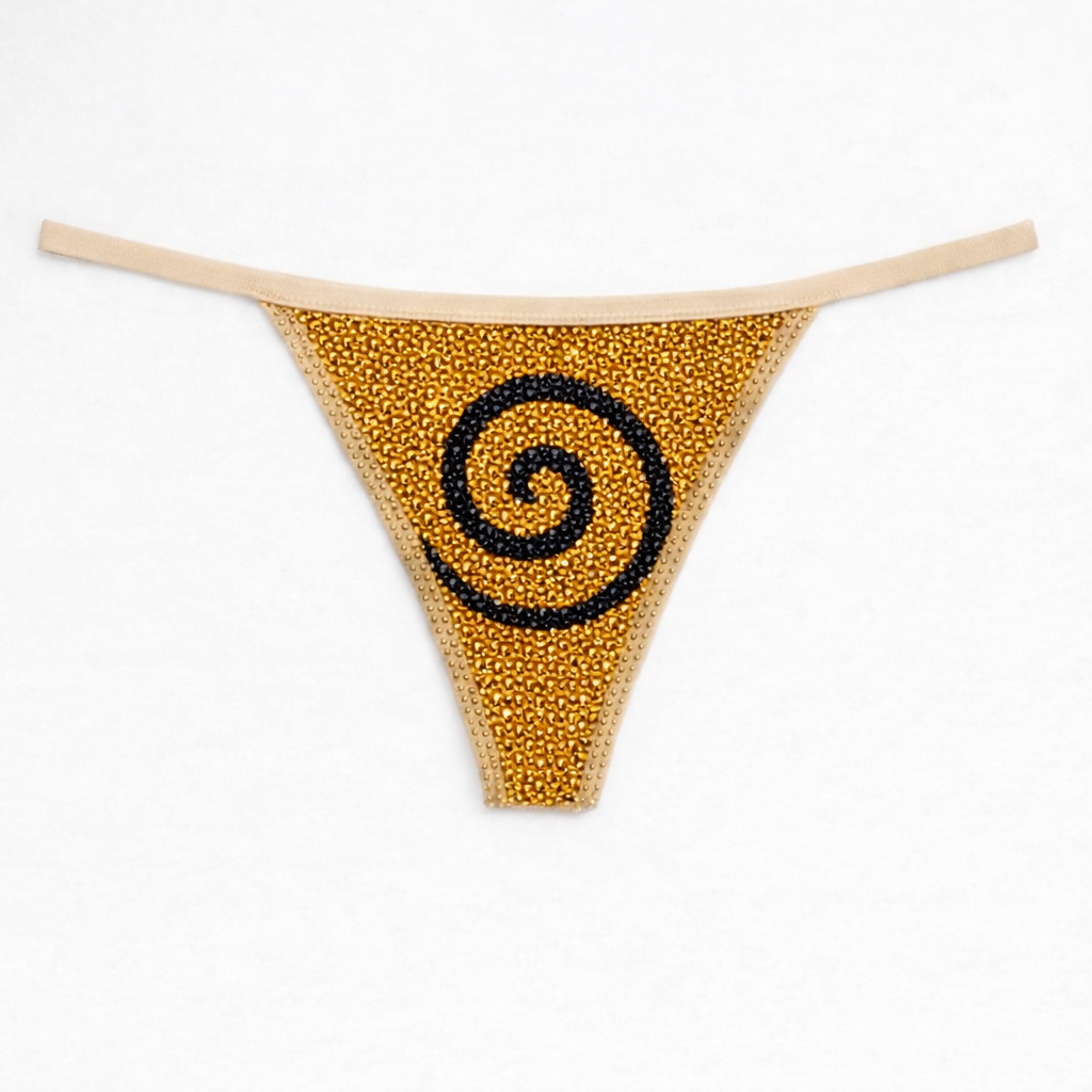 Topaz Gold & Jet Black Swirl Crystal Pantie
