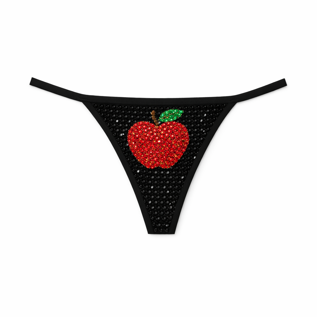 Jet Black & Siam Red Big Apple Crystal Pantie