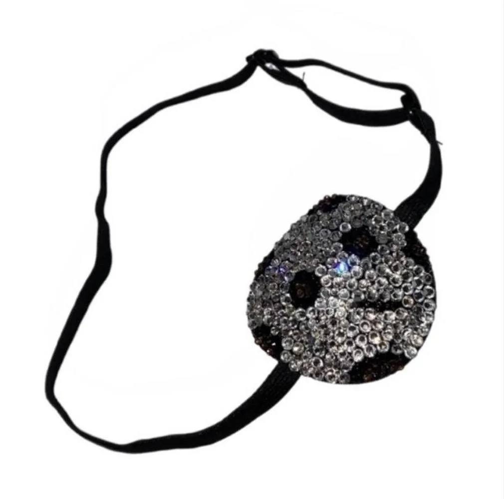 Crystal Diamond Leopard Print Padded Eye Patch