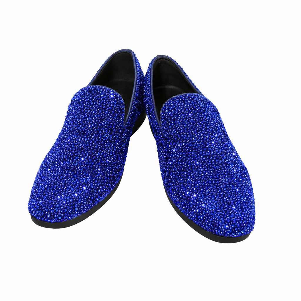 Mens Sapphire Blue Crystal Diamond Loafers
