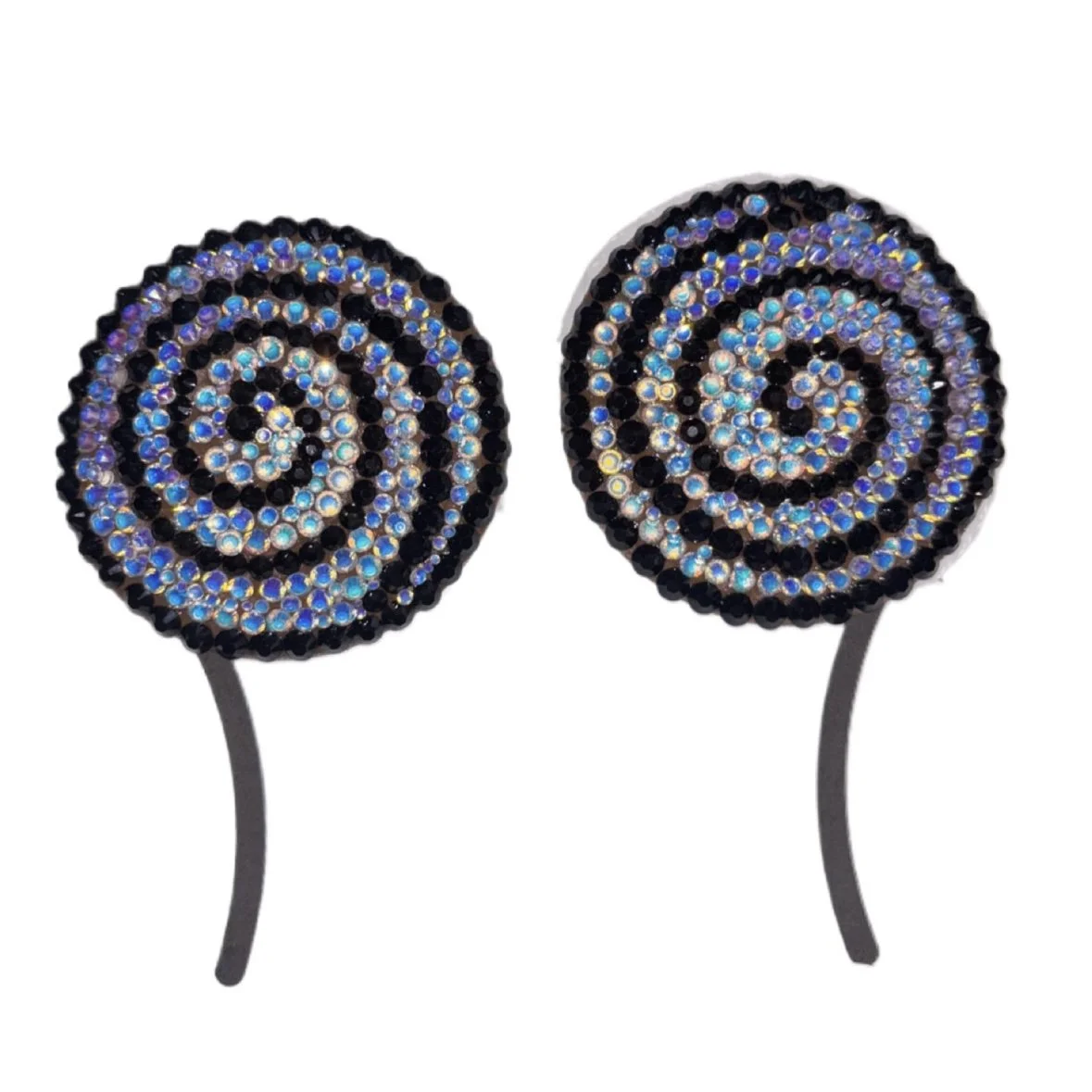 Black & Luminous White Swirls Crystal Pasties