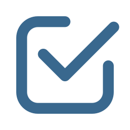 A blue checkmark inside a square box.