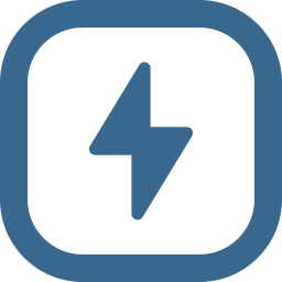A black and blue icon with a lightning bolt symbol in the center.