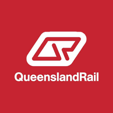 Queensland Rail logo with red background and white text.