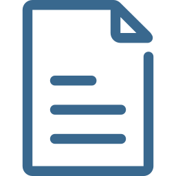 Icon of a document with lines of text on a blue background.