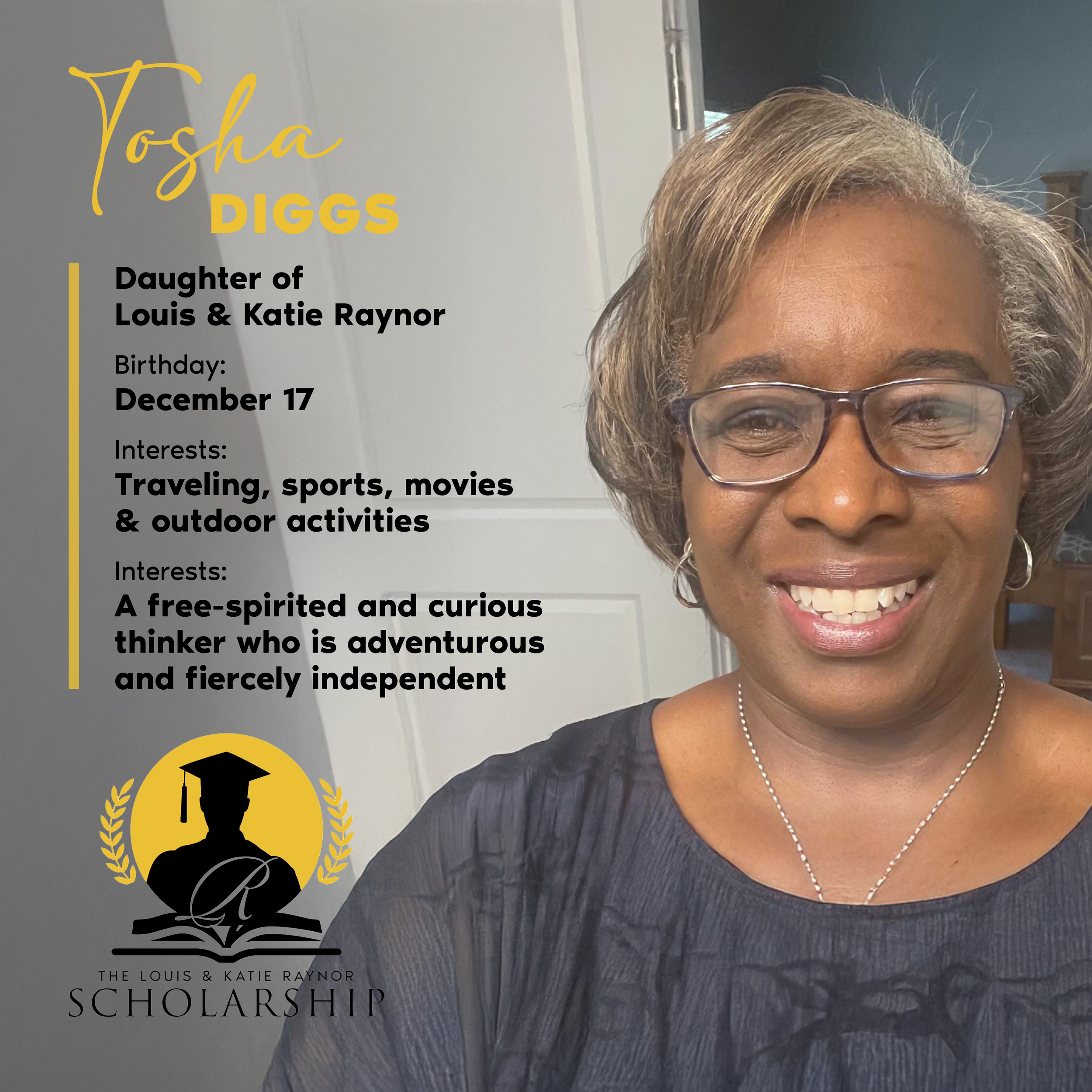 LKR Scholarship family member, Tosha Diggs