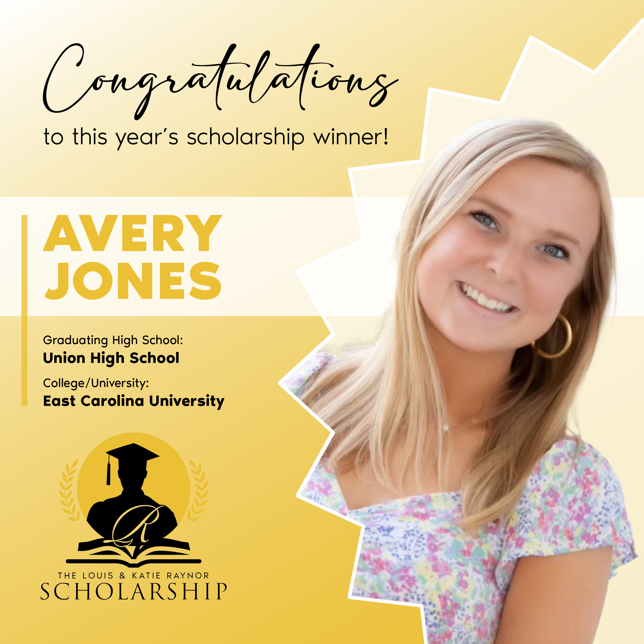 Congratulations to Avery Jones, a 2025 scholarship recipient
