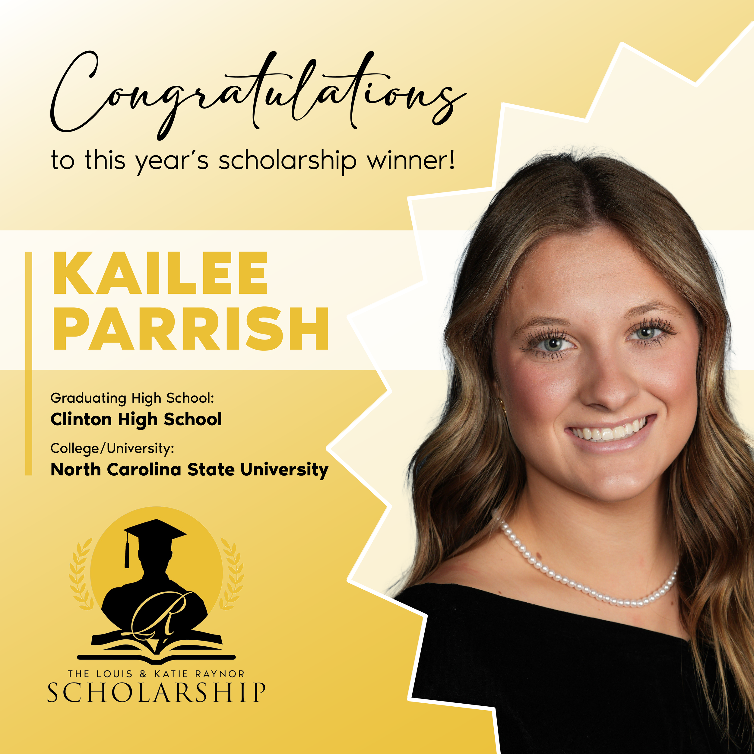 Congratulations to Kailee Parrish, a 2025 scholarship recipient
