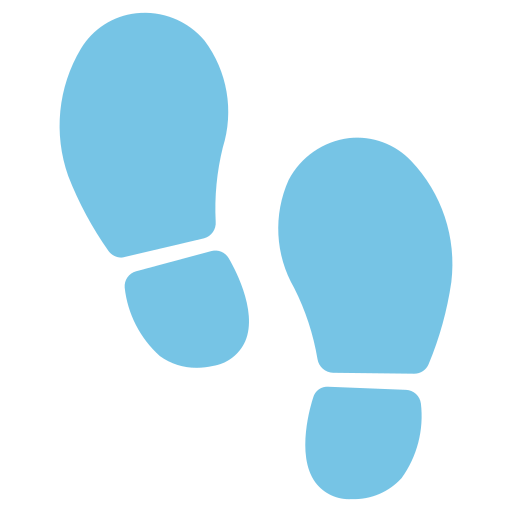 Two blue footprints facing upward on a black background.