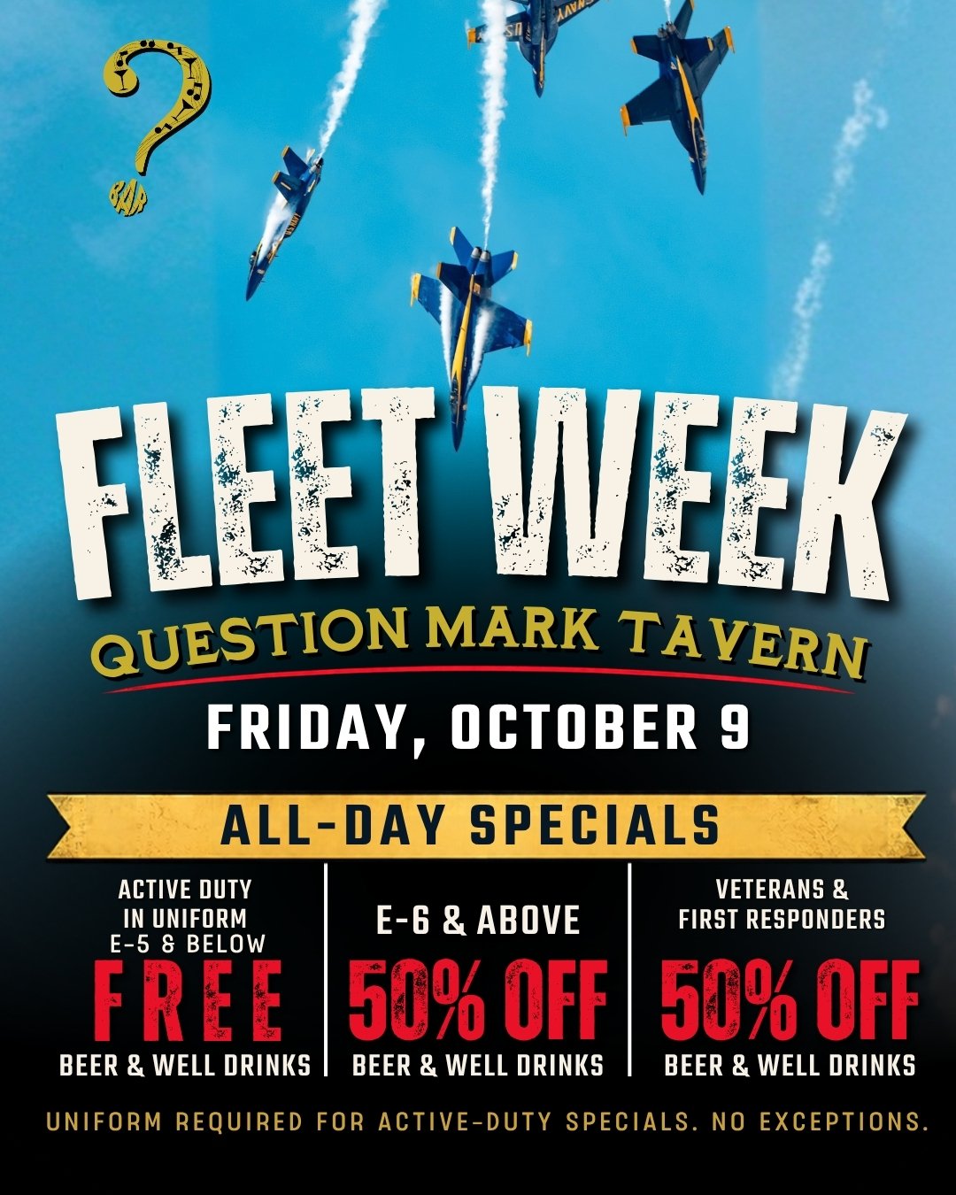 Fleet Week Liberty Call at Question Mark Tavern