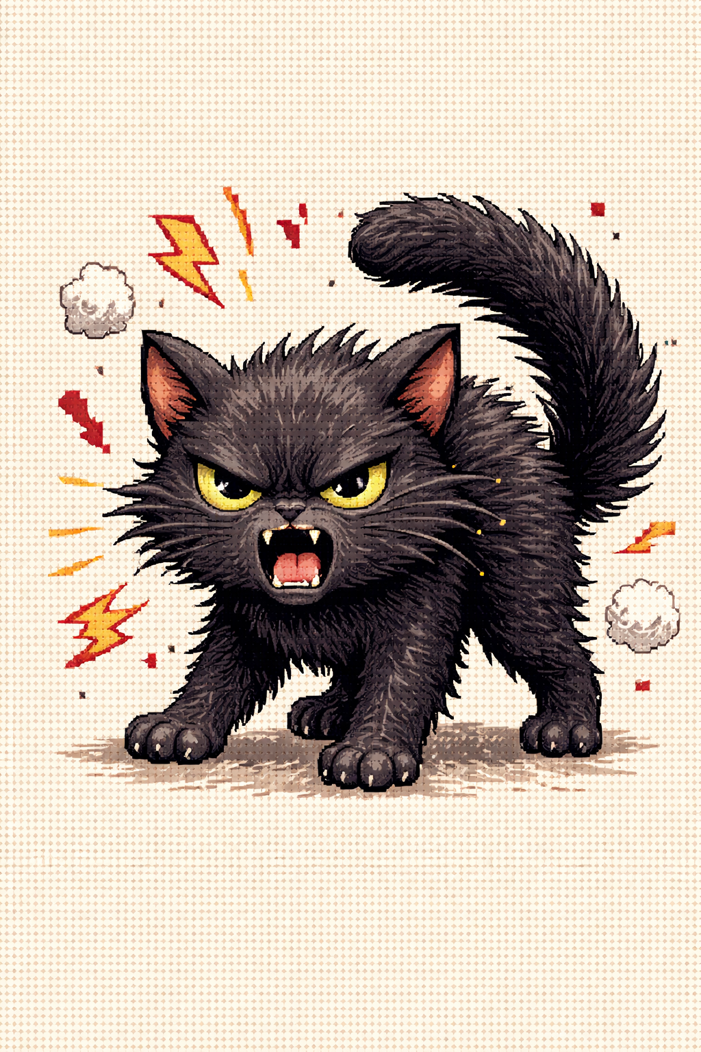 Angry Black Cat Cross Stitch Pattern