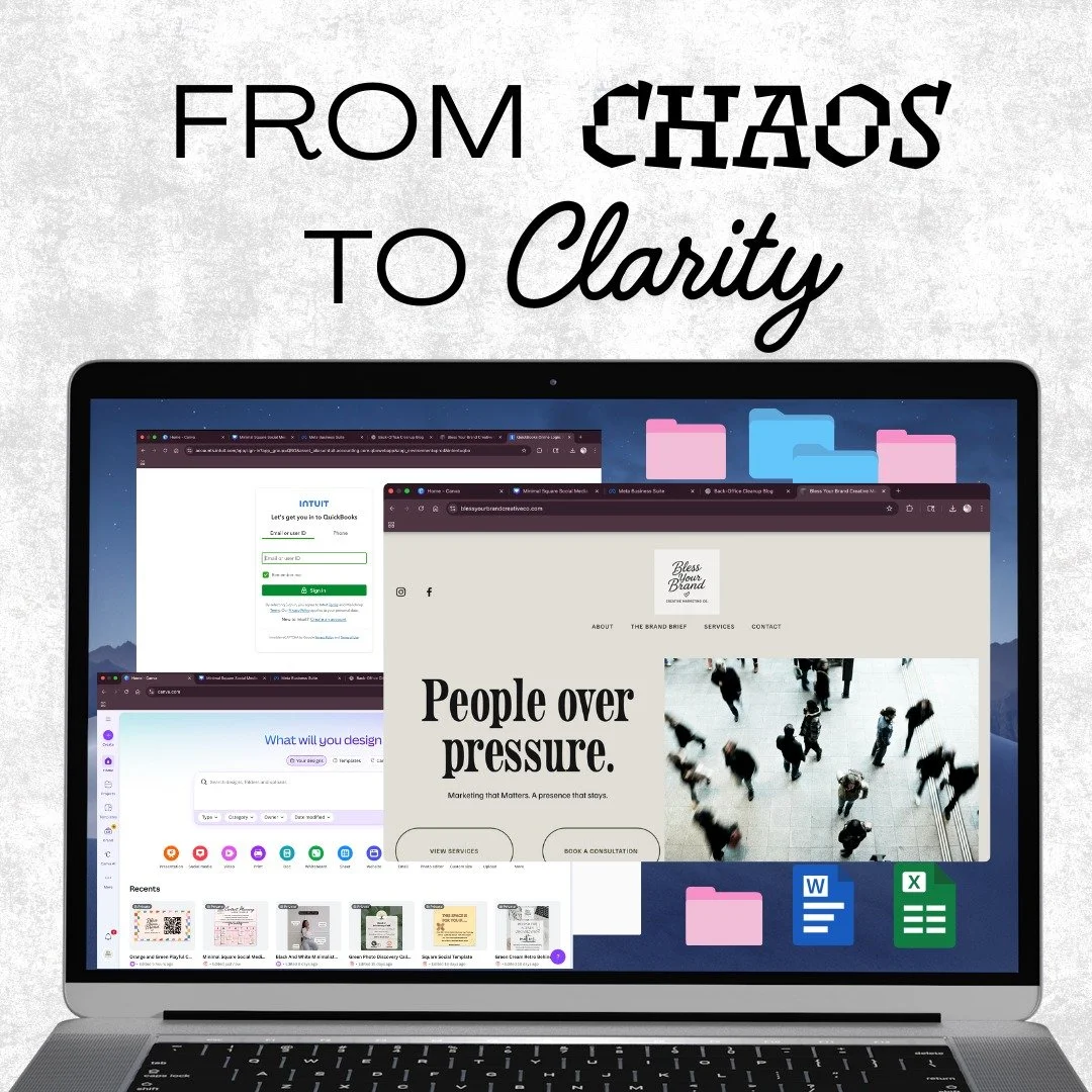 One of my recent clients came to me with:
&bull; 5+ email inboxes
&bull; graphics and photos everywhere
&bull; no clear system for invoices or client notes

She told me, &ldquo;I love my work&hellip; but the business side is making me want to burn it