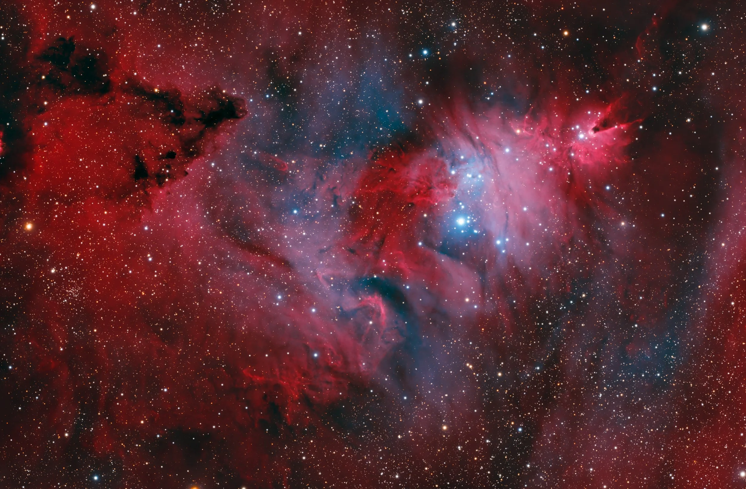 NGC 2264,
Askar FRA600 + ASI2600MC Pro + Umi17R
RGB 139 × 120s
Ha + OIII (SVBony Duoband 3nm) 57 × 300s