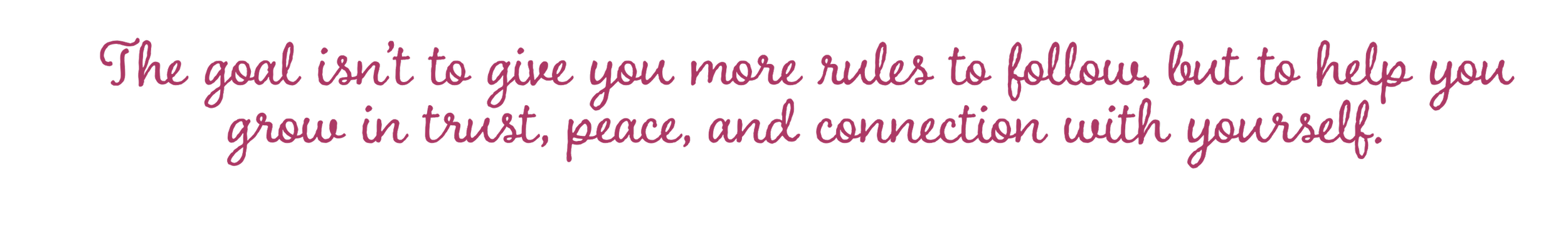 Inspirational quote about growth, trust, peace, and self-connection written in purple cursive font on a black background.