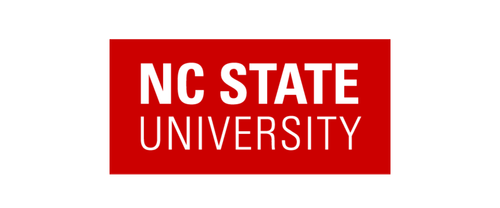 Red rectangular background with white text that reads "NC STATE UNIVERSITY".