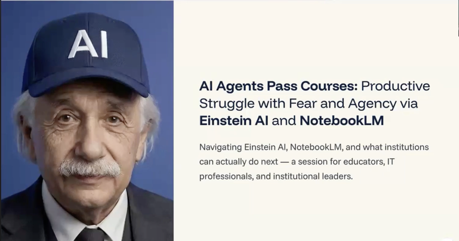 AI Agents Pass Courses: Productive Struggle with Fear and Agency via Einstein AI and NotebookLM