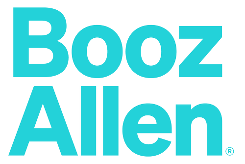 Text that reads 'Booz Allen' in blue and black letters.