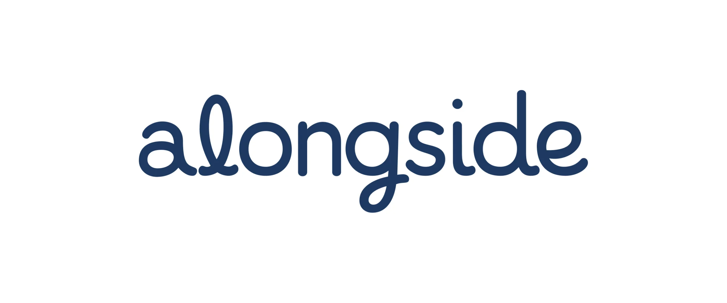 Text that reads 'alongside' in a stylized font.