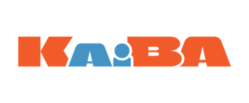 KäBA logo with stylized letters in orange and blue