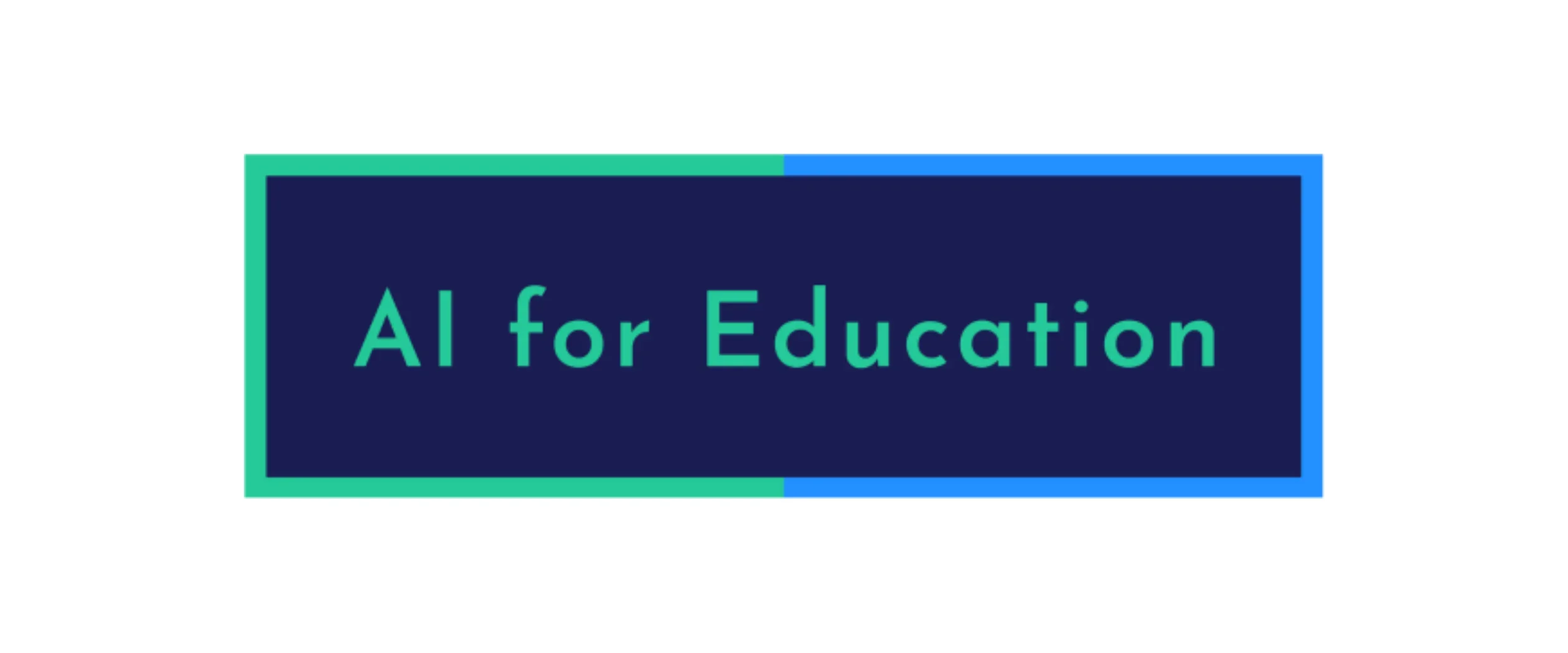 Logo with the text "AI for Education" inside a blue rectangle with a green border.