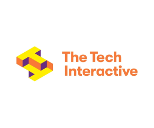 The Tech Interactive logo with an orange text that reads "The Tech Interactive" next to a colorful geometric icon.