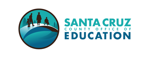 Logo of Santa Cruz County Office of Education featuring three people walking on a hill with trees in the background.