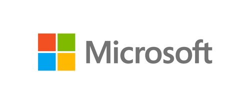 Microsoft logo with four colored squares and the word 'Microsoft' next to it.