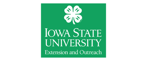 Iowa State University Extension and Outreach logo with a four-leaf clover symbol and green background.