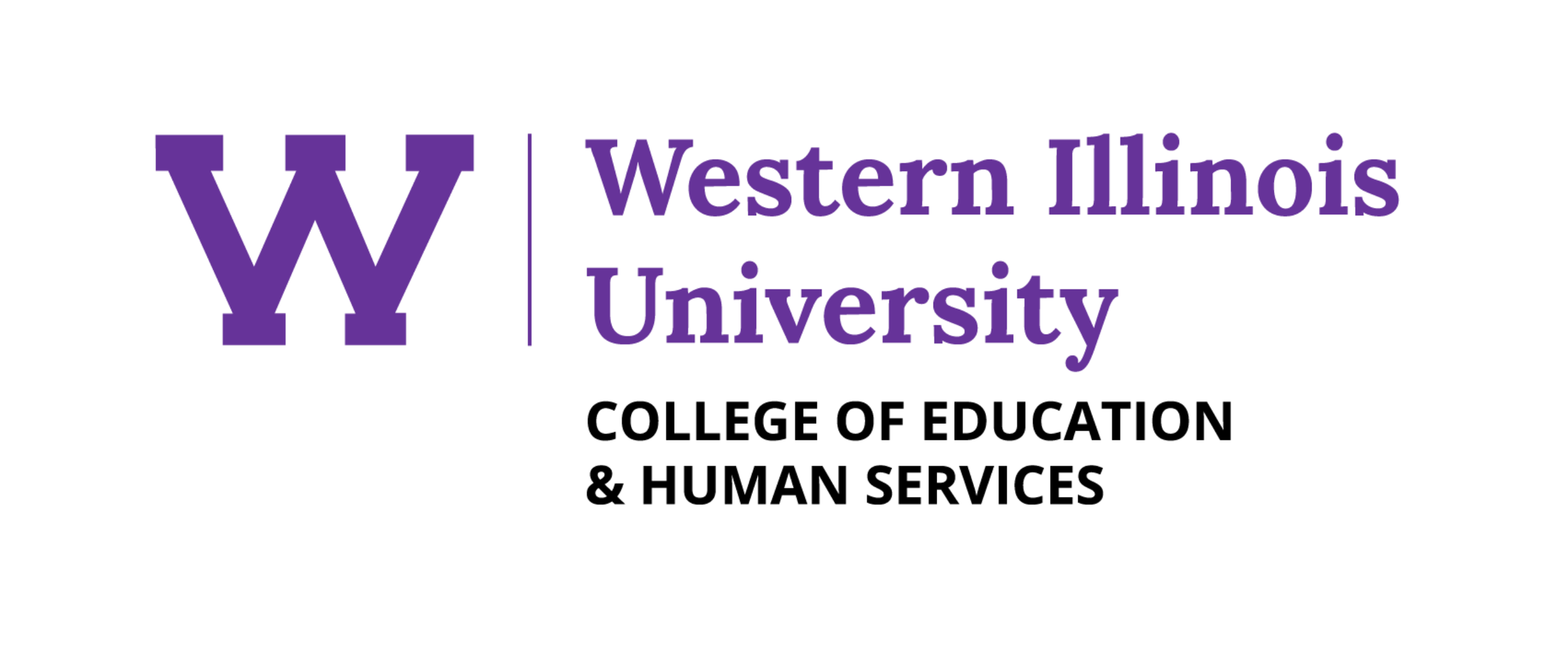 Logo of Western Illinois University College of Education & Human Services with purple W and text in purple and black.
