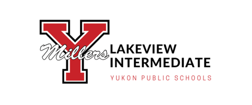 Logo for Lakeview Intermediate in the millers subdivision of Yukon Public Schools, featuring a large red and black 'Y' with the word 'Millers' across it.