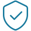 A blue shield with a checkmark in the center.