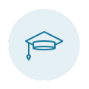 Graduation cap icon inside a circle