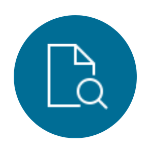 Icon of a document with a magnifying glass indicating document search or review