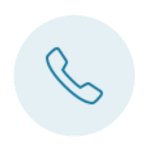 Icon of a phone receiver inside a circular background.