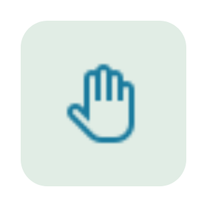 Icon of a raised hand in blue